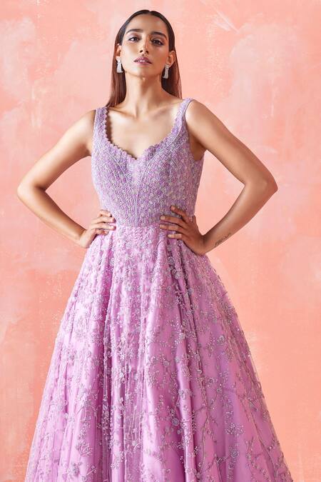 Mirroir Pink Net Lining Shantoon Sequin And Bugle Beads Leaf Embroidered Sleeveless Gown Online at Aza Fashions Mirroir_Pink Net Lining Shantoon Sequin And Bugle Beads Leaf Embroidered Sleeveless Gown _Online_at_Aza_Fashions