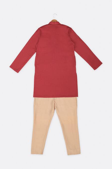 Buy_Minikin_Blue Linen, Cotton, Silk Embroidery Floral Printed Kurta And Bundi Set _Online_at_Aza_Fashions