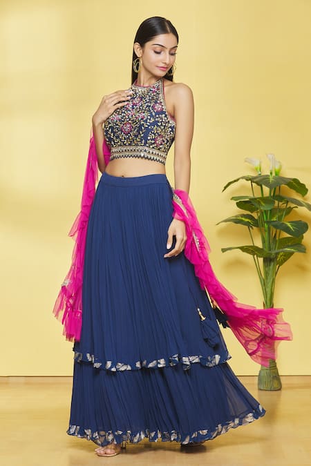 Samyukta Singhania Embroidered Blouse & Lehenga Set 