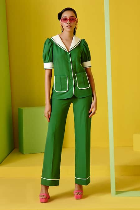 Label Deepika Nagpal Peter Pan Top & Pant Set 