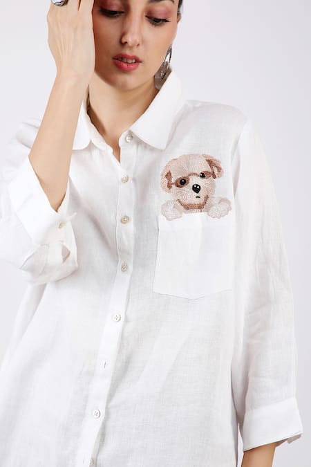 Buy Linen Bloom White Linen Dog Shirt Collar Online at Aza Fashions Buy_Linen Bloom_White Linen Dog Shirt Collar _Online_at_Aza_Fashions