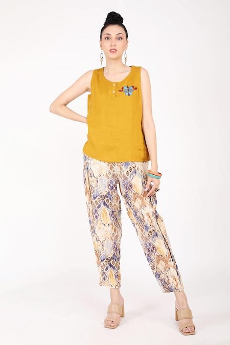 Linen Bloom Linen Ajrakh Print Pant 