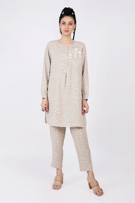 Linen Bloom Linen Abstract Print Tunic 