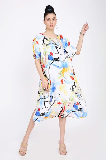 Linen Bloom Linen Graffitti Print Kaftan 