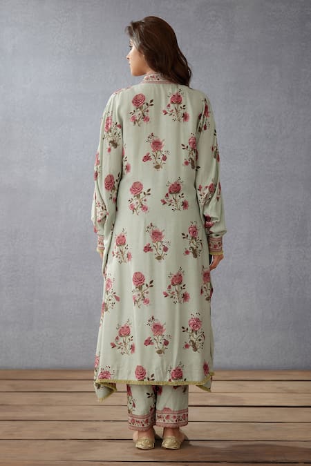 Shop Torani Green Voile, Kaftan Silk, Pant Jaituni Aqsa Kameez Set at Aza Fashions Shop_Torani_Green Voile, Kaftan Silk, Pant Jaituni Aqsa Kameez Set _at_Aza_Fashions