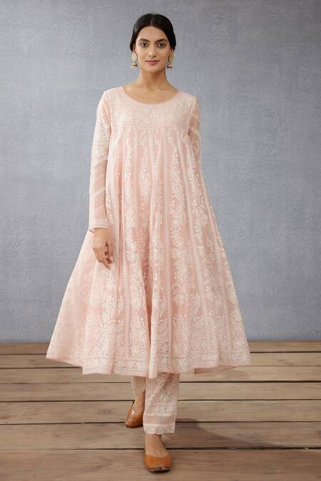 Buy_Torani_Pink Silk, Silk Pant Handwoven Chanderi, Kaner Paavni Julaba Set _Online_at_Aza_Fashions