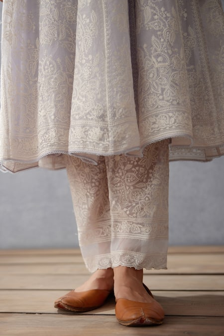 Torani_Blue Silk, Silk Pant Handwoven Chanderi, Mogra Paavni Julaba Set _at_Aza_Fashions