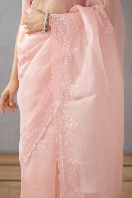 Torani Pink Silk Organza Aari Work Kaner Yuvani Saree at Aza Fashions Torani_Pink Silk Organza Aari Work Kaner Yuvani Saree _at_Aza_Fashions