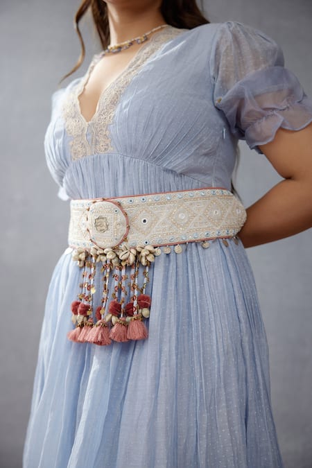 Torani Embroidered Sea Blue Kamarbandh 