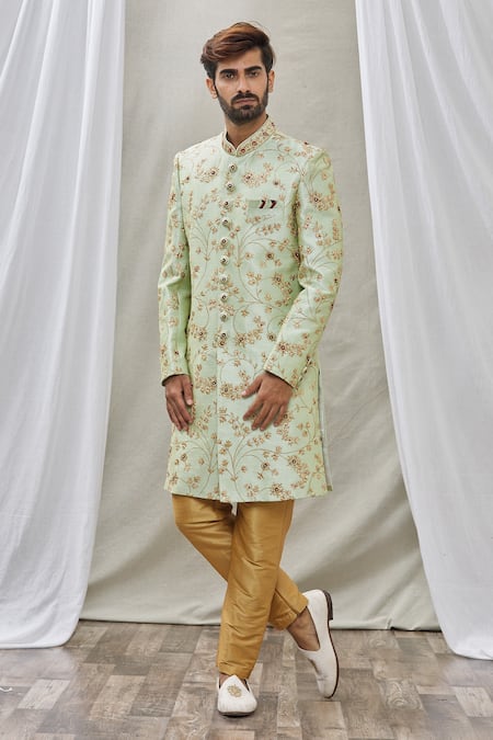 Aryavir Malhotra Floral Embroidered Sherwani Set 