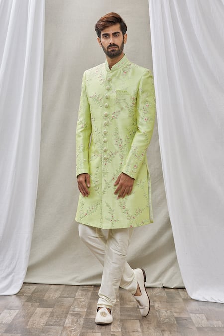 Aryavir Malhotra Floral Embroidered Sherwani Set 