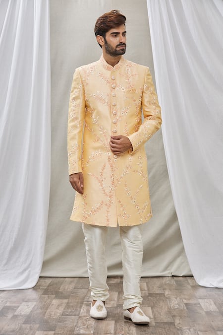 Aryavir Malhotra Floral Embroidered Sherwani Set 