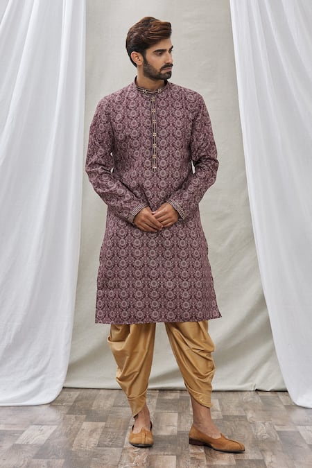 Aryavir Malhotra Mirror Embroidered Placket Kurta 