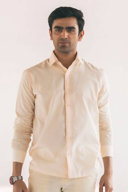 Shop Vaani Beswal White Handwoven Cotton Thread Work La Macario Shirt Online at Aza Fashions Shop_Vaani Beswal_White Handwoven Cotton Thread Work La Macario Shirt _Online_at_Aza_Fashions
