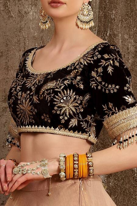 Shikhar Sharma Peach Velvet, Shantoon, Silk Organza, Cotton Embroidered Bridal Lehenga Set at Aza Fashions Shikhar Sharma_Peach Velvet, Shantoon, Silk Organza, Cotton Embroidered Bridal Lehenga Set _at_Aza_Fashions