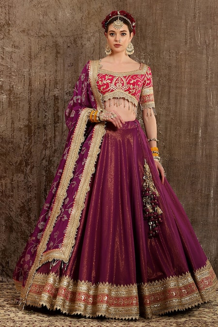 SHIKHAR SHARMA Shimmer Chanderi Bridal Lehenga Set 