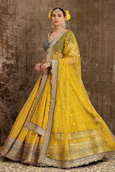 Buy Shikhar Sharma Blue Blouse Silk Chanderi And Dupatta Net Lining Shantoon & Bridal Set Online at Aza Fashions Buy_Shikhar Sharma_Blue Blouse Silk Chanderi And Dupatta Net Lining Shantoon & Bridal Set _Online_at_Aza_Fashions