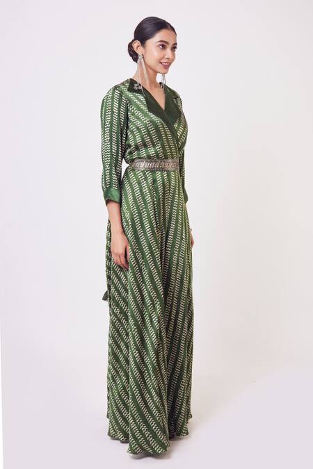 Onaya_Green Geometric Print Jumpsuit _Online_at_Aza_Fashions