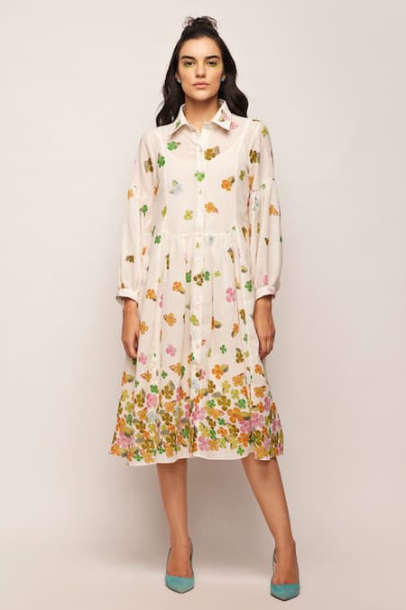 Swati Vijaivargie Floral Print Jacket Dress 