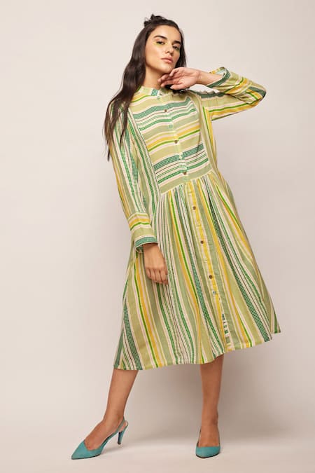Swati Vijaivargie Striped Patterned Dress 