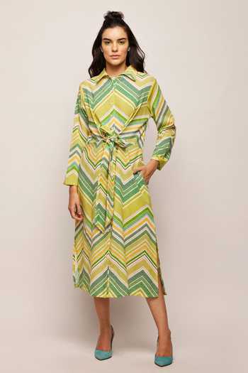 Swati Vijaivargie Chevron Patterned Jacket Dress 