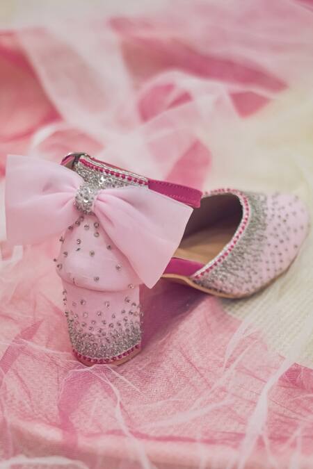 Around Always_Pink Embroidery Cinderella Block Heeled Sandals _Online_at_Aza_Fashions