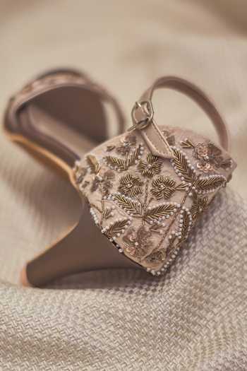 Around Always_Gold Embroidery Olivia Heeled Sandals _Online_at_Aza_Fashions