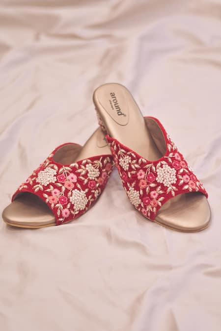 Around Always Shireen Velvet Peep Toe Heels