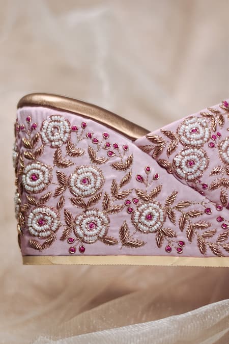 Buy Around Always Pink Embroidery, Beads Gulshan Wedges Online at Aza Fashions Buy_Around Always_Pink Embroidery, Beads Gulshan Wedges _Online_at_Aza_Fashions