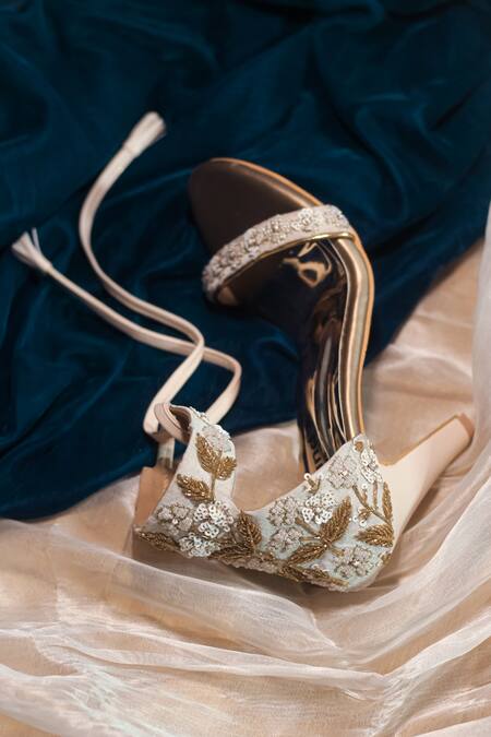 Gold Silver Sequins High Heels Pumps Ankle Straps Wedding Shoe-gemektower.com.vn