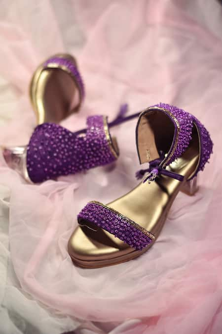 Patrizia Pepe leather suede satin jeweled dancing purple sandals 6.5 | eBay