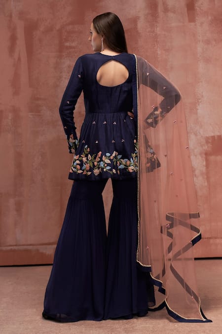 Suruchi Parakh Embroidered Short Anarkali Sharara Set 