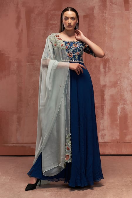 Suruchi Parakh Floral Embroidered Anarkali With Dupatta 