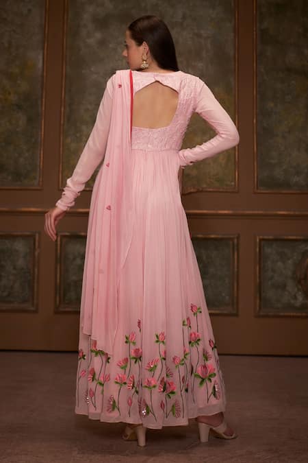 Suruchi Parakh Lotus Embroidered Draped Anarkali 