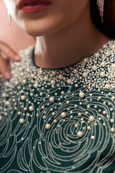 Buy Suruchi Parakh Green Georgette, Soft Organza Floral Motifs Round Embroidered Lehenga Set Online at Aza Fashions Buy_Suruchi Parakh_Green Georgette, Soft Organza Floral Motifs Round Embroidered Lehenga Set _Online_at_Aza_Fashions