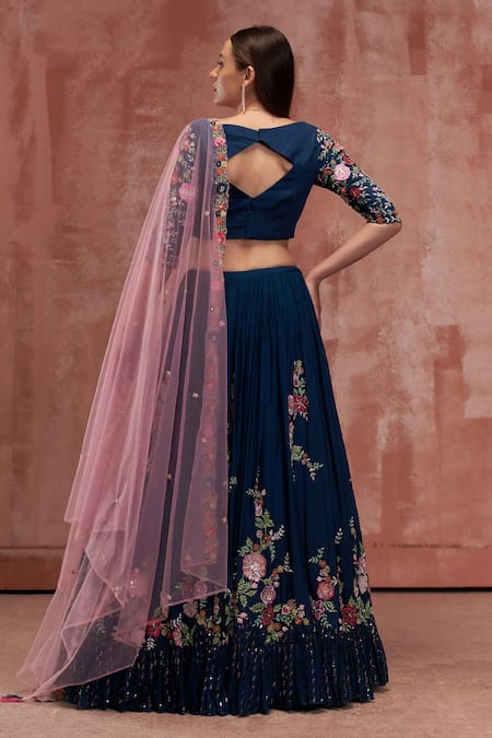 Suruchi Parakh Floral Embroidered Lehenga Set 