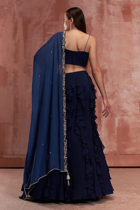 Suruchi Parakh Ruffle Skirt With Embroidered Bustier Set 