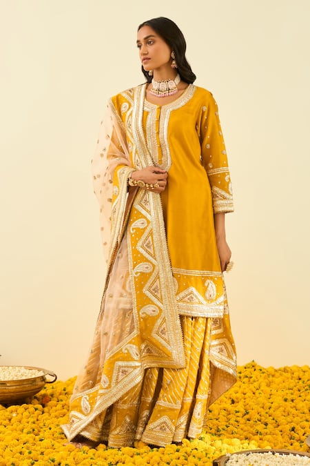 Sheetal Batra Shafna Silk Chanderi Kurta Gharara Set 