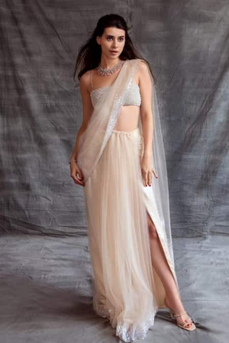 Shehlaa Khan Pre-Draped Saree With Embellished Blouse 