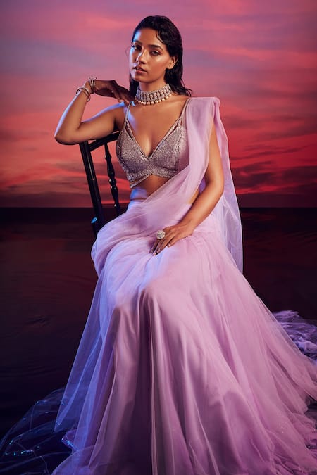 Shehlaa Khan Pre-Draped Lehenga Saree With Blouse 