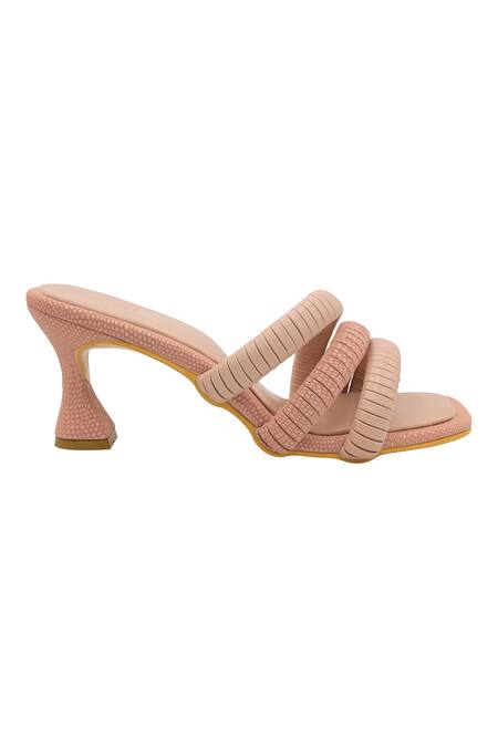 Buy_Veruschka By Payal Kothari_Pink Diamante Strappy Louis Heels _Online_at_Aza_Fashions