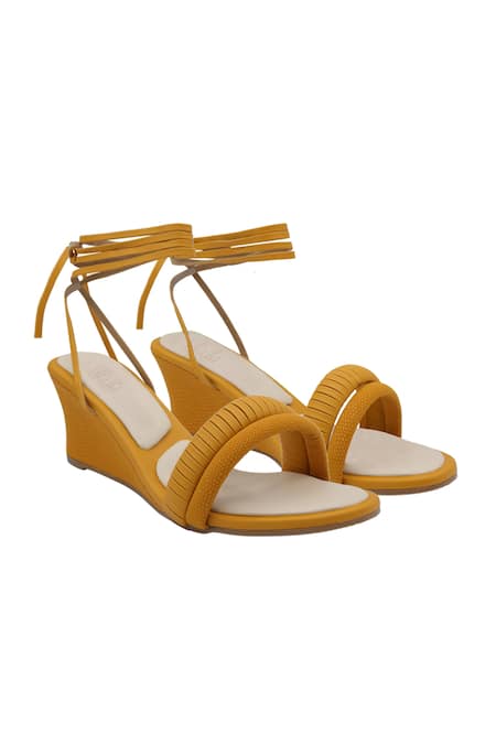 Veruschka by Payal Kothari Textured Tie Up Wedge Sandals 