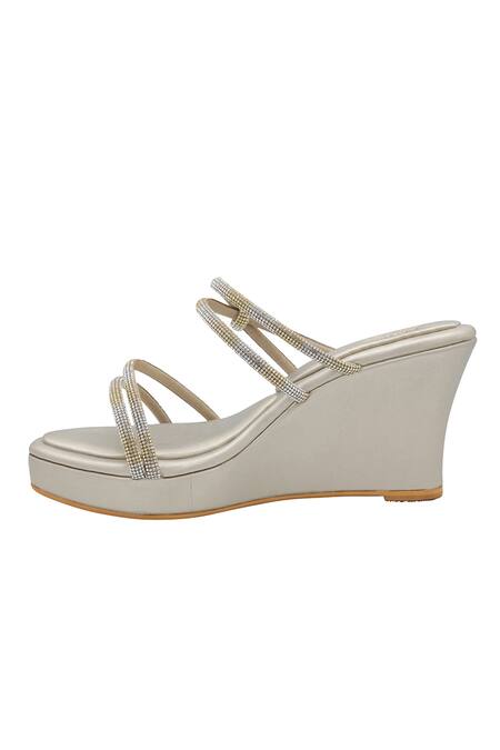 Shop Veruschka By Payal Kothari Gold Diamante Metallic Strappy Wedges Online at Aza Fashions Shop_Veruschka By Payal Kothari_Gold Diamante Metallic Strappy Wedges _Online_at_Aza_Fashions