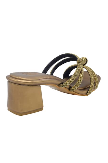 Shop Veruschka By Payal Kothari Gold Diamonds Diamante Strappy Block Heels at Aza Fashions Shop_Veruschka By Payal Kothari_Gold Diamonds Diamante Strappy Block Heels _at_Aza_Fashions
