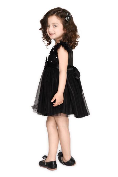 Shop_Saka Designs_Black Polyester Embellished Pearl Dress_Online_at_Aza_Fashions