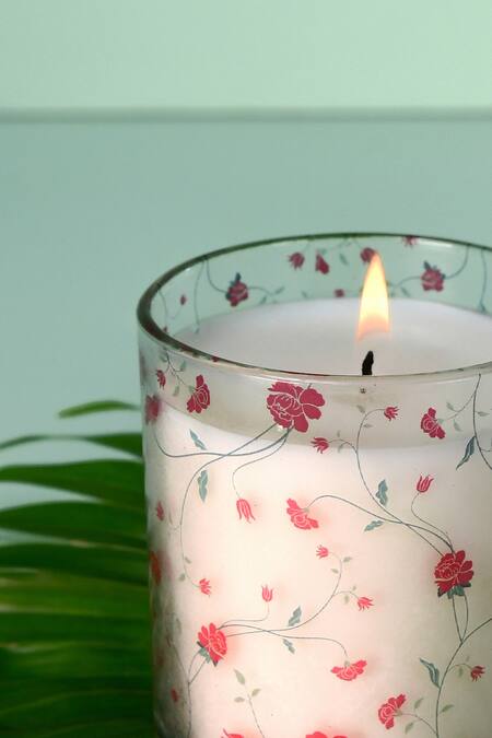 Cosy Dwellings_Multi Color 100 % Soy Wax, Glass And Cardboard Flower Jar Candles Set Of 2_Online_at_Aza_Fashions
