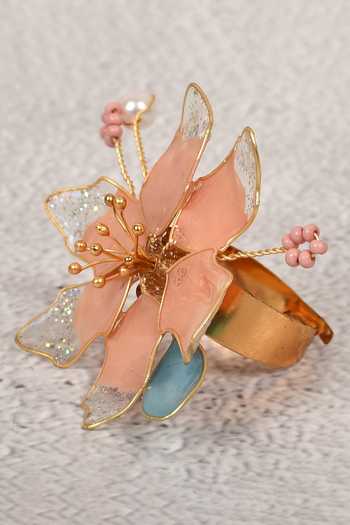 Buy_Khwaab By Sanjana Lakhani_Gold Plated Stone Asteria Floral Ring _Online_at_Aza_Fashions