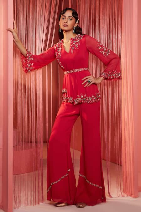 Label Sanya Gulati Embroidered Kurta & Flared Pant Set 