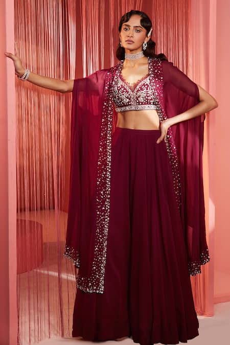 Label Sanya Gulati Embroidered Cape & Palazzo Set 