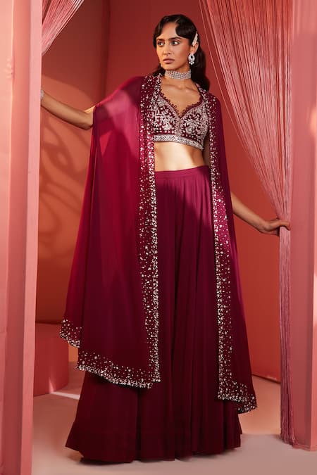 Label Sanya Gulati Embroidered Cape & Palazzo Set 
